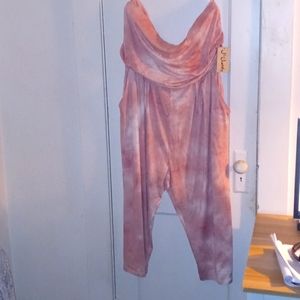 Tie dye blush pink and white romper.
